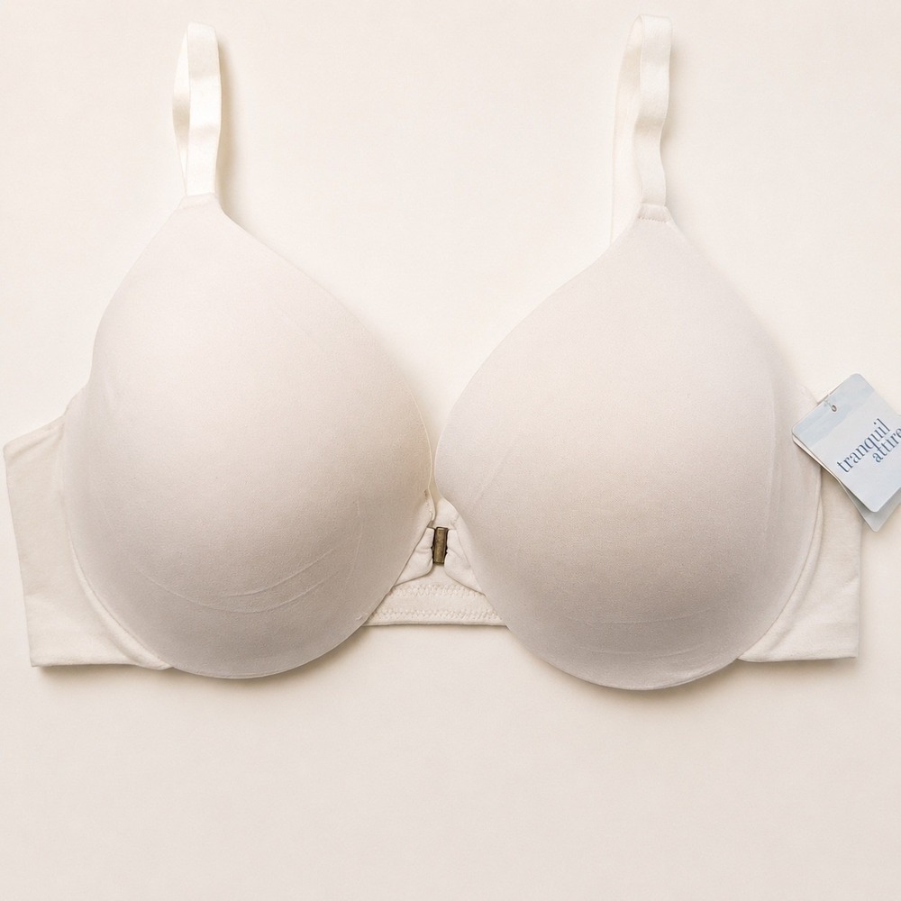 Front Close Underwire T-Shirt Bra‎ 40DD NEW White Molded Cups Adjustable Straps